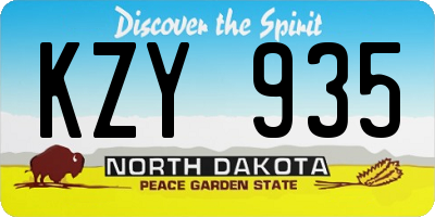 ND license plate KZY935