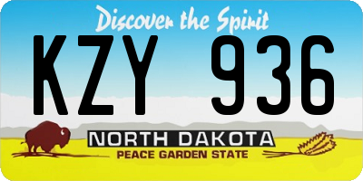 ND license plate KZY936