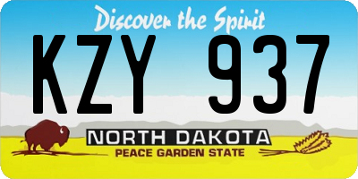 ND license plate KZY937