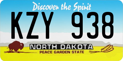 ND license plate KZY938