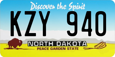 ND license plate KZY940