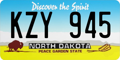 ND license plate KZY945