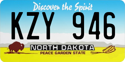 ND license plate KZY946