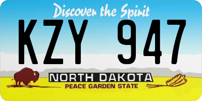 ND license plate KZY947