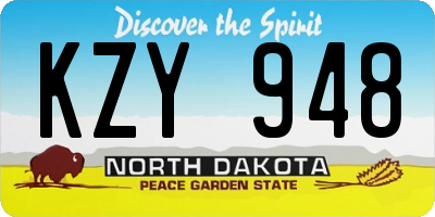 ND license plate KZY948