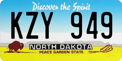 ND license plate KZY949