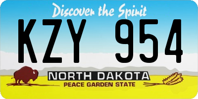ND license plate KZY954