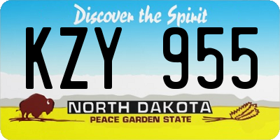 ND license plate KZY955