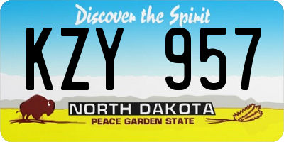 ND license plate KZY957