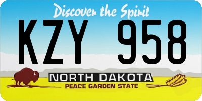 ND license plate KZY958