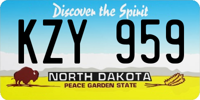 ND license plate KZY959