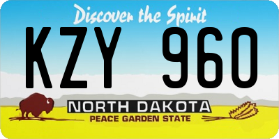 ND license plate KZY960