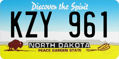 ND license plate KZY961