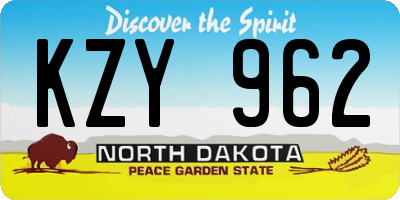 ND license plate KZY962