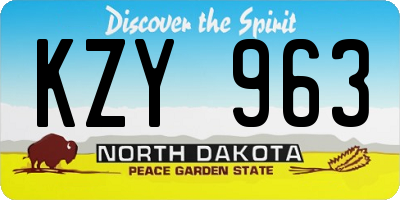 ND license plate KZY963