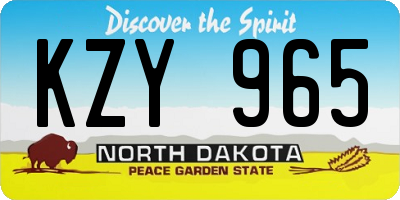 ND license plate KZY965