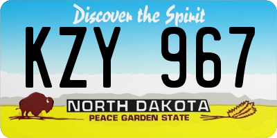 ND license plate KZY967