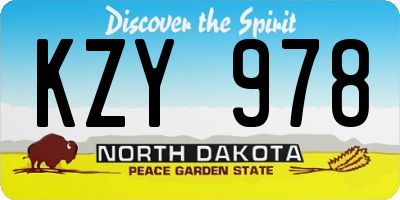 ND license plate KZY978