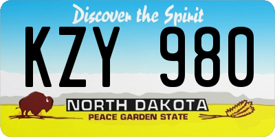 ND license plate KZY980