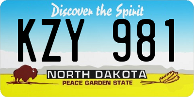 ND license plate KZY981