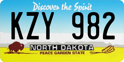 ND license plate KZY982