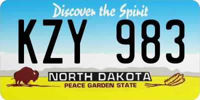 ND license plate KZY983