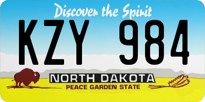 ND license plate KZY984