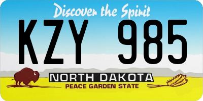 ND license plate KZY985