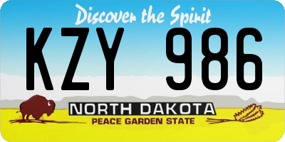 ND license plate KZY986