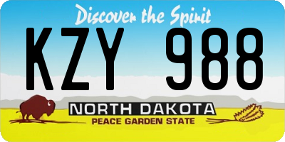 ND license plate KZY988