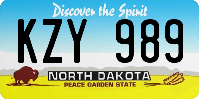 ND license plate KZY989