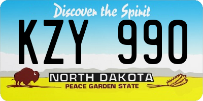 ND license plate KZY990