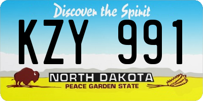 ND license plate KZY991