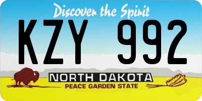 ND license plate KZY992