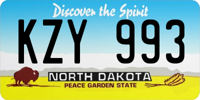 ND license plate KZY993