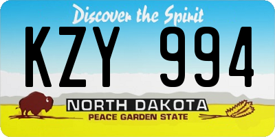 ND license plate KZY994