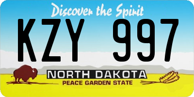 ND license plate KZY997