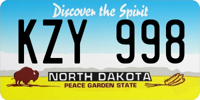ND license plate KZY998