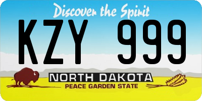 ND license plate KZY999