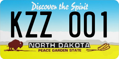 ND license plate KZZ001