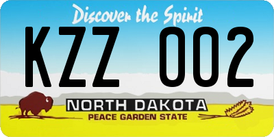 ND license plate KZZ002