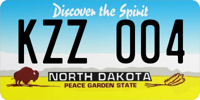 ND license plate KZZ004