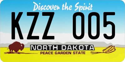 ND license plate KZZ005