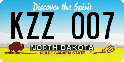 ND license plate KZZ007