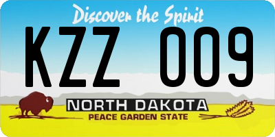 ND license plate KZZ009