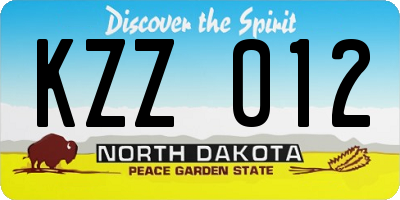 ND license plate KZZ012