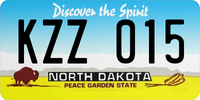 ND license plate KZZ015