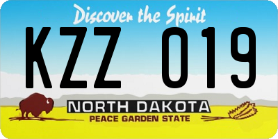 ND license plate KZZ019