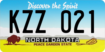 ND license plate KZZ021