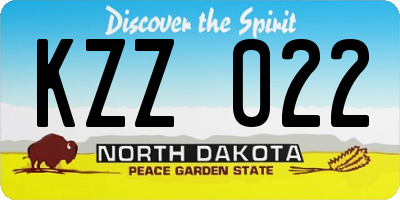 ND license plate KZZ022